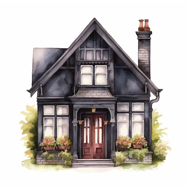 Fairy Tale house watercolor paint