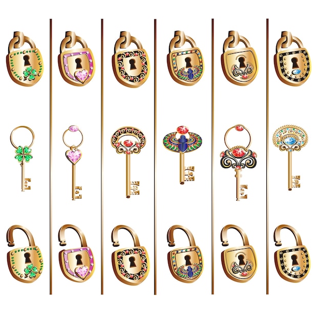 Fairy tale locks and keys set
