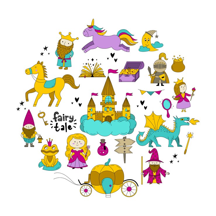 Vector fairy tale objects collection
