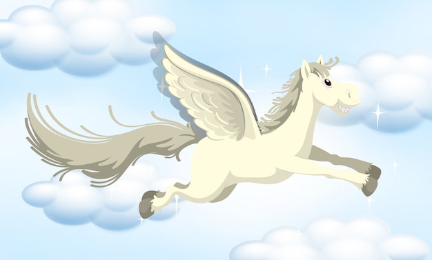 A fairy tale pony on sky