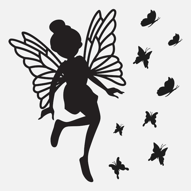 Vector fairy with flower and butterfly svg