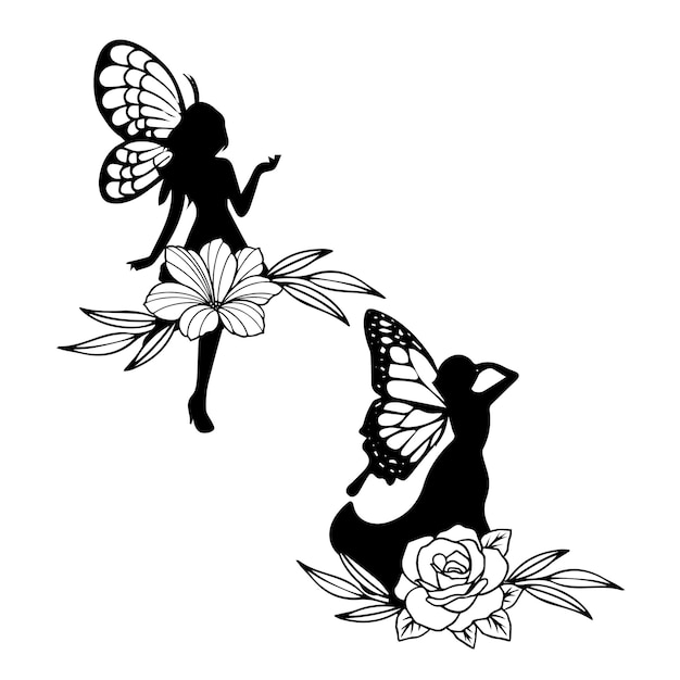 A fairy with a flower on her back