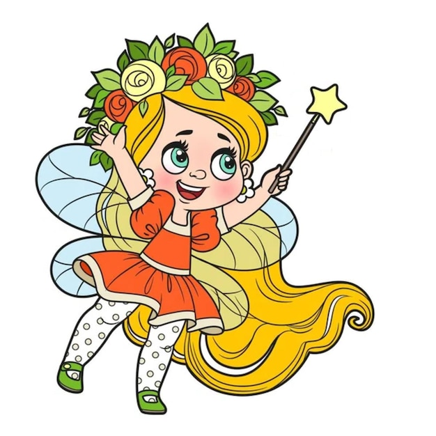 Fairy With An Orange Dress And Long Hair