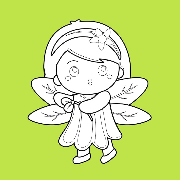 Fairy with wings digital stamp vector clipart