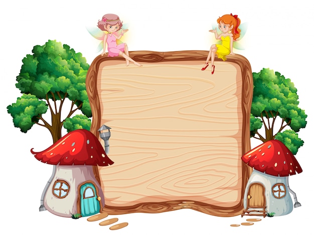 Fairy on wooden banner