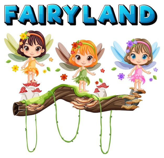 Fairyland Banner met Cartoon Fairy Character