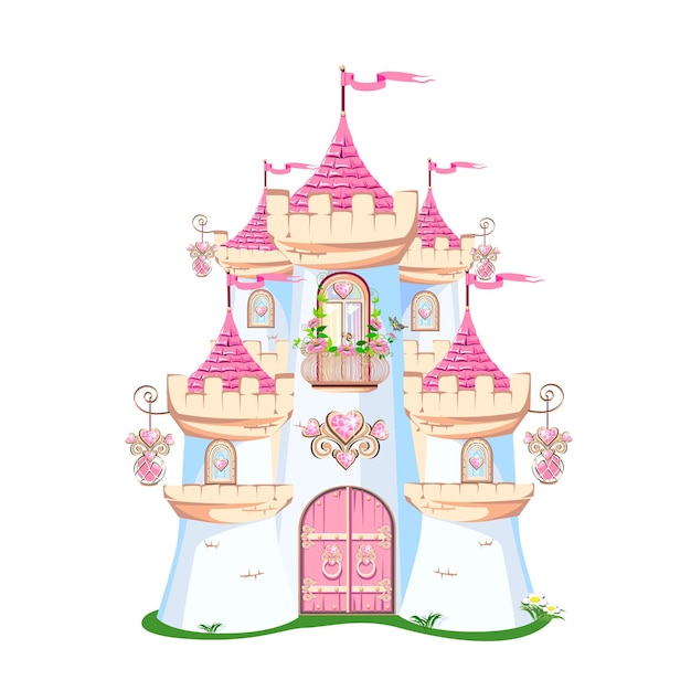 Fairytale background with princess castle