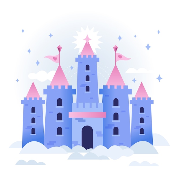 Vector fairytale castle on the clouds