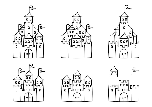 Vector fairytale castle coloring book page for kids