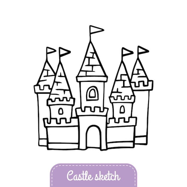 Fairytale castle in doodle style