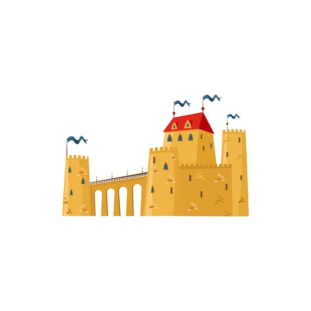 Vector fairytale castle fantasy fortress of princess