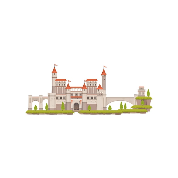 Vector fairytale castle fantasy fortress of princess