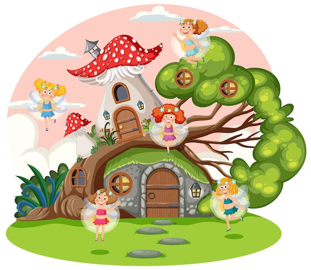 Vector fairytale house in cartoon style