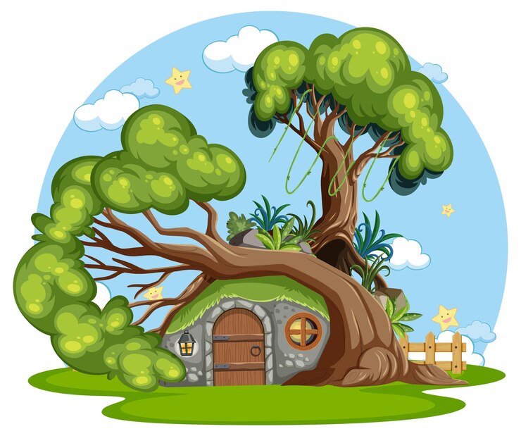 Vector fairytale house in cartoon style