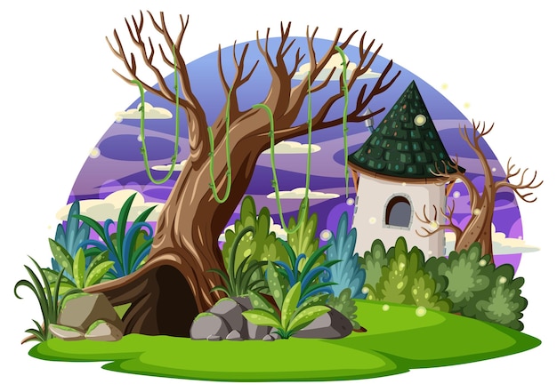 Fairytale house in cartoon style