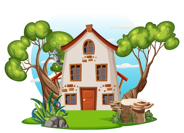 Fairytale house in cartoon style