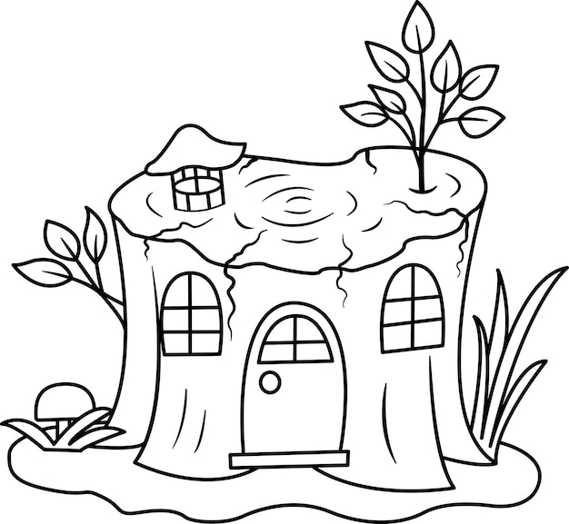 Fairytale House for Gnomes for Coloring Page