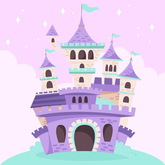 Vector fairytale magic castle