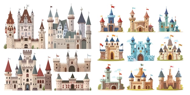 Fairytale medieval towers historical royal kingdom castles