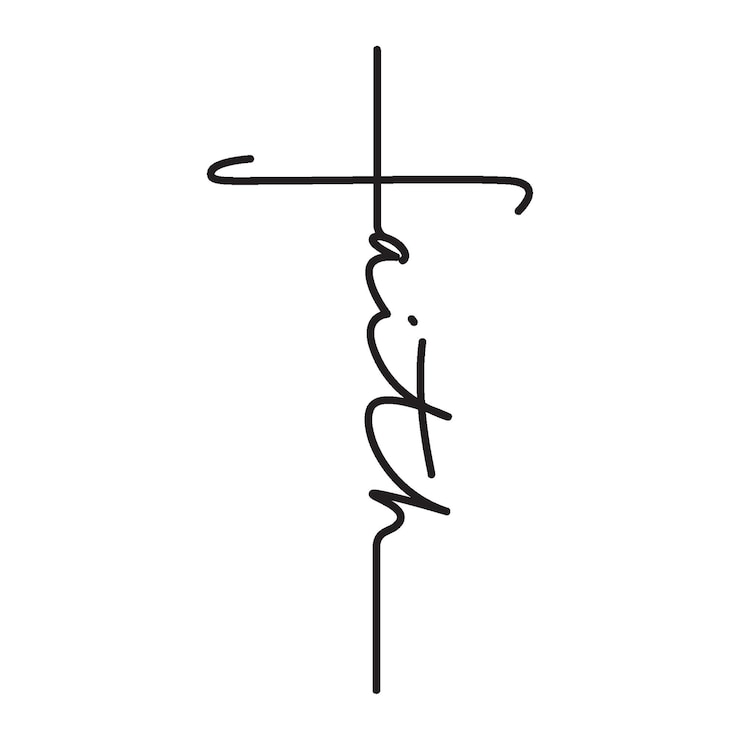 Vector faith - hand written vector calligraphy lettering text in cross shape. tshirt design