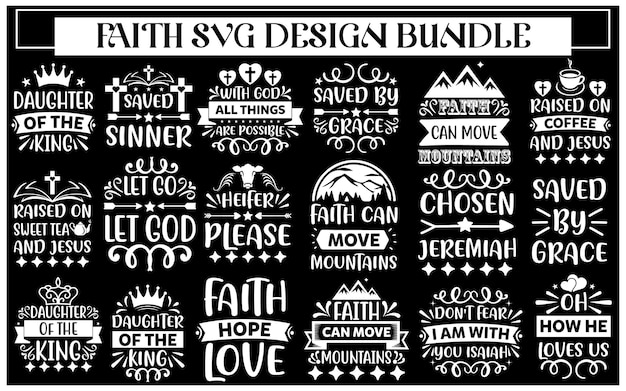 Faith Vector Design Bundle Inspiratieve citaten Bundle Motivatieve citaten bundel