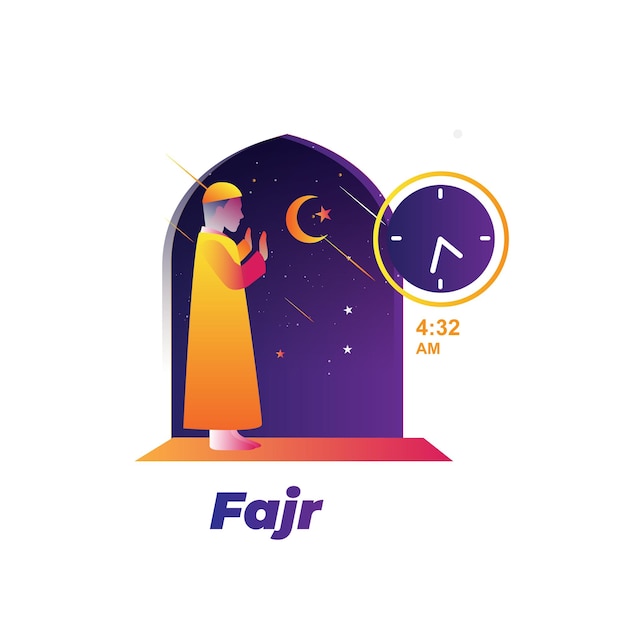 Vector fajr islamic time prayer illustration vector