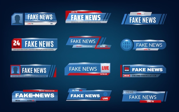 Vector fake news bars tv screen lower banners