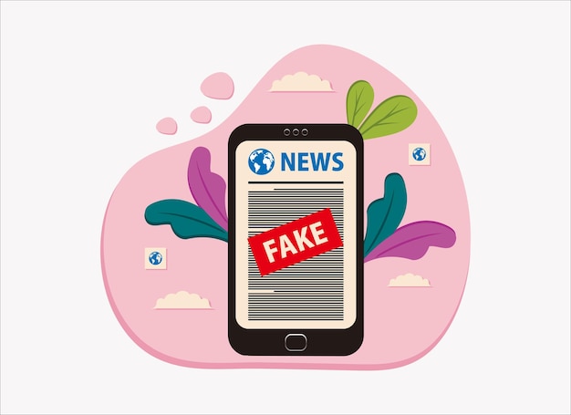 Vector fake news on handphone vector illustration