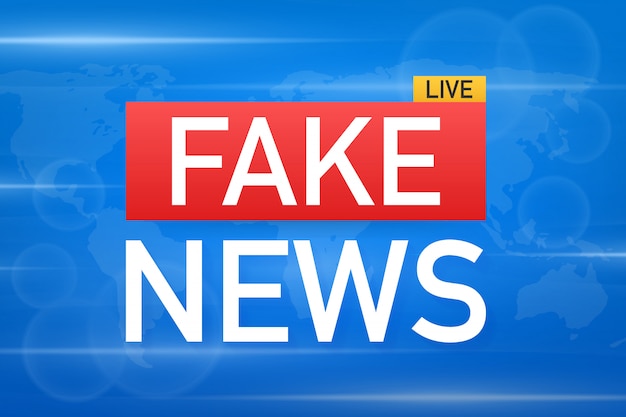 Fake news live on world map background. vector stock illustration