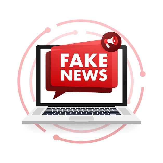 Vector fake news megaphone electronic internet fraud vector illustration