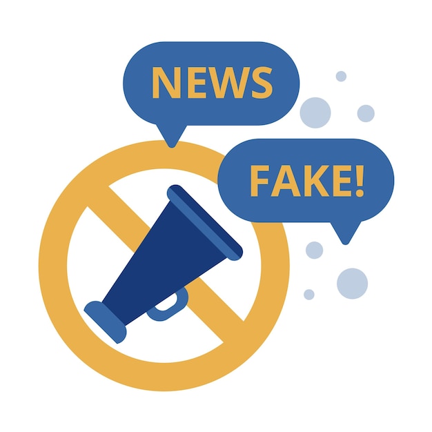 Fake news or misinformation A megaphone spreads fake news Vector illustration