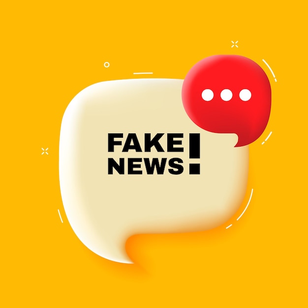 Notizie false bolla vocale con testo di notizie false illustrazione 3d stile pop art icona della linea vettoriale per affari e pubblicità