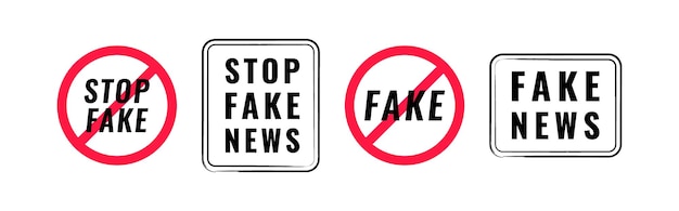 Fake news stamp design stop fake news on tv and social media stop fake and disinformation vector illustration