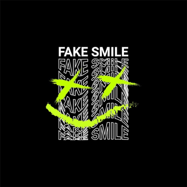 Vector fake smile design, suitable for screen printing t-shirts, clothes, jackets and others