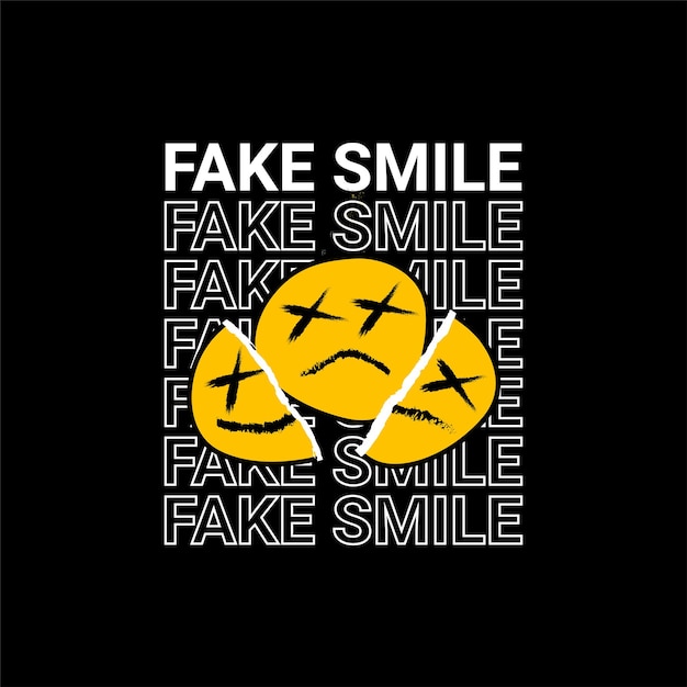 Fake smile-ontwerp, geschikt voor zeefdruk op t-shirts, kleding, jassen en andere