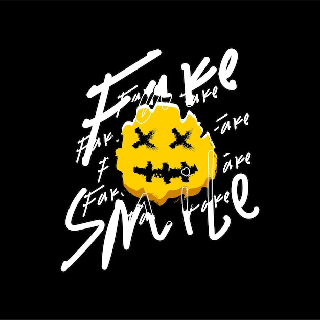 Fake smile writing design suitable for screen printing tshirts clothes jackets and others