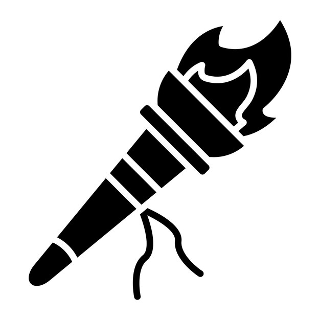 Fakkel Glyph effen zwarte afbeelding