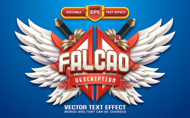 Logo del gioco falcao 3d con effetto testo modificabile