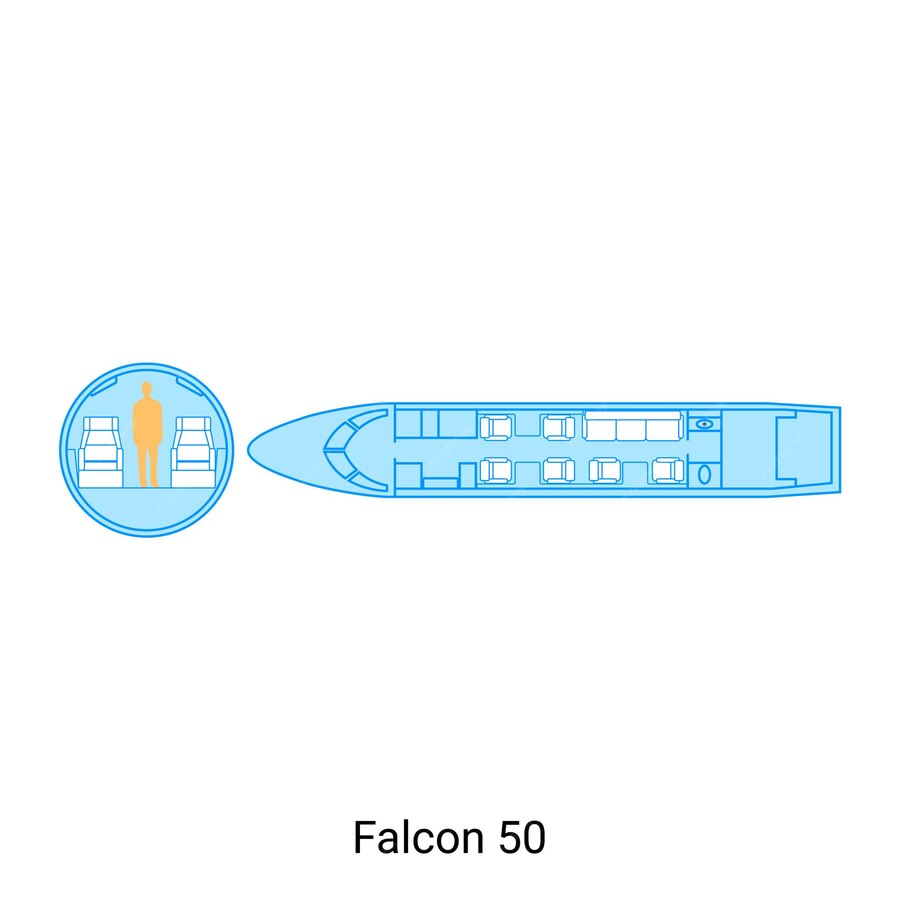 Premium Vector | Falcon 50 airplane scheme civil aircraft guide