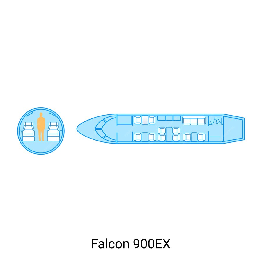 Premium Vector | Falcon 900ex airplane scheme civil aircraft guide