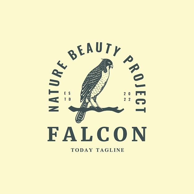 Falcon bird hawk vintage logo design vector