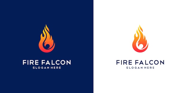 Falcon Fire-logo. Minimaal plat designbedrijf Phoenix, Eagle en Hawk.