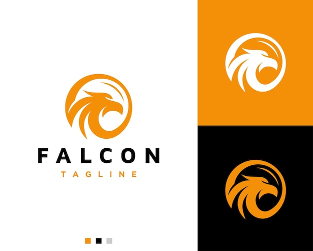 Falcon head security logo design template