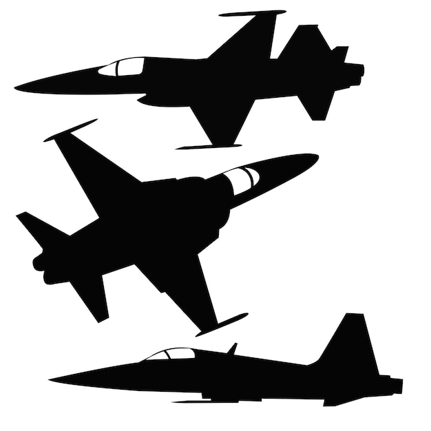 Vector falcon jet fighter silhouette set