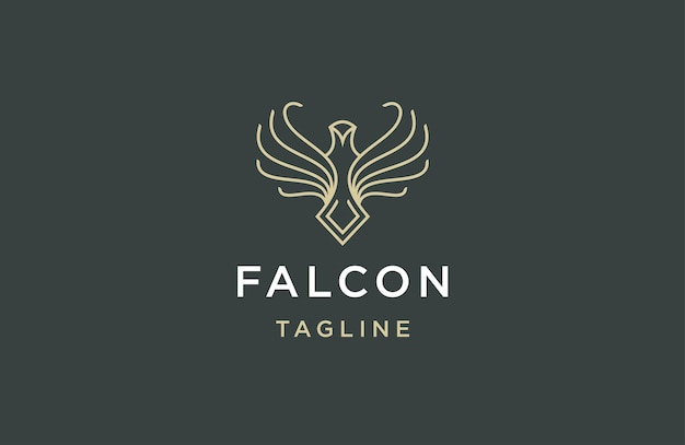 Vettore vettore piatto del modello di progettazione dell'icona del logo della linea falcon
