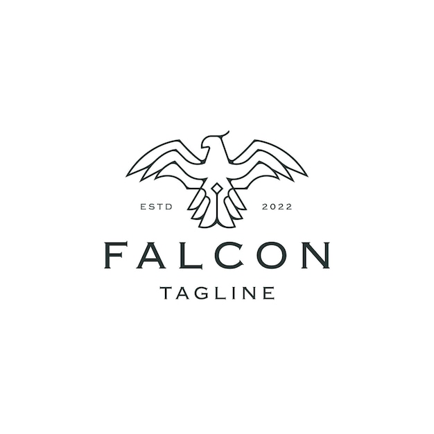 Vettore piatto del modello di progettazione dell'icona del logo della linea falcon