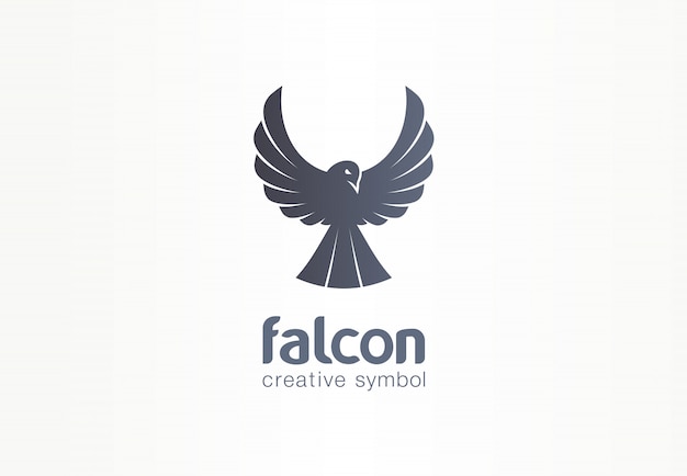 Falcon, phoenix, crow silhouette creative symbol concept. freedom, growth eagle wings, fly abstract business logo idea. bird flight icon.