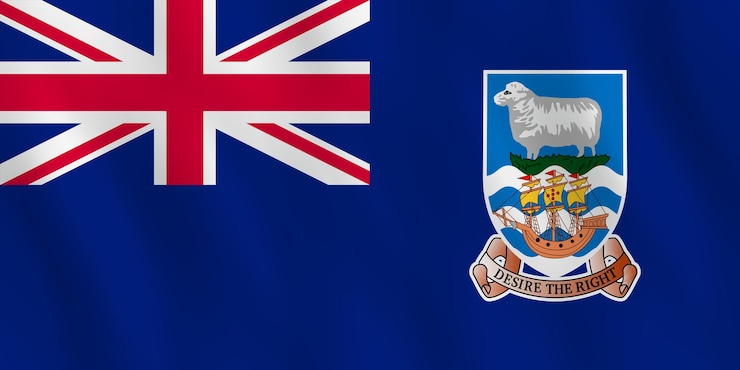 Vector falkland islands flag with waving effect, official proportion.