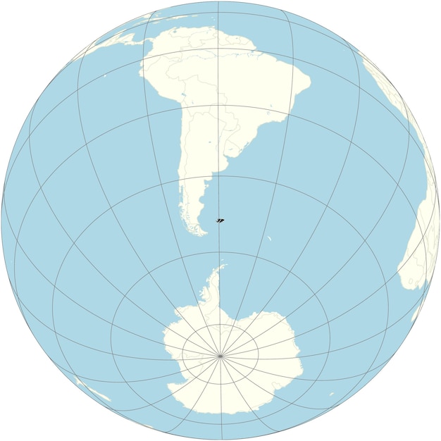 Вектор Фолклендские острова мальвины занимают видное место в орфографической проекции карты мира
