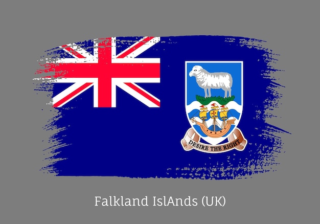 Bandiera ufficiale delle isole falkland a forma di tratto di pennello isole falkland autogoverno territorio britannico d'oltremare simbolo di identità nazionale design patriottico illustrazione vettoriale isolata